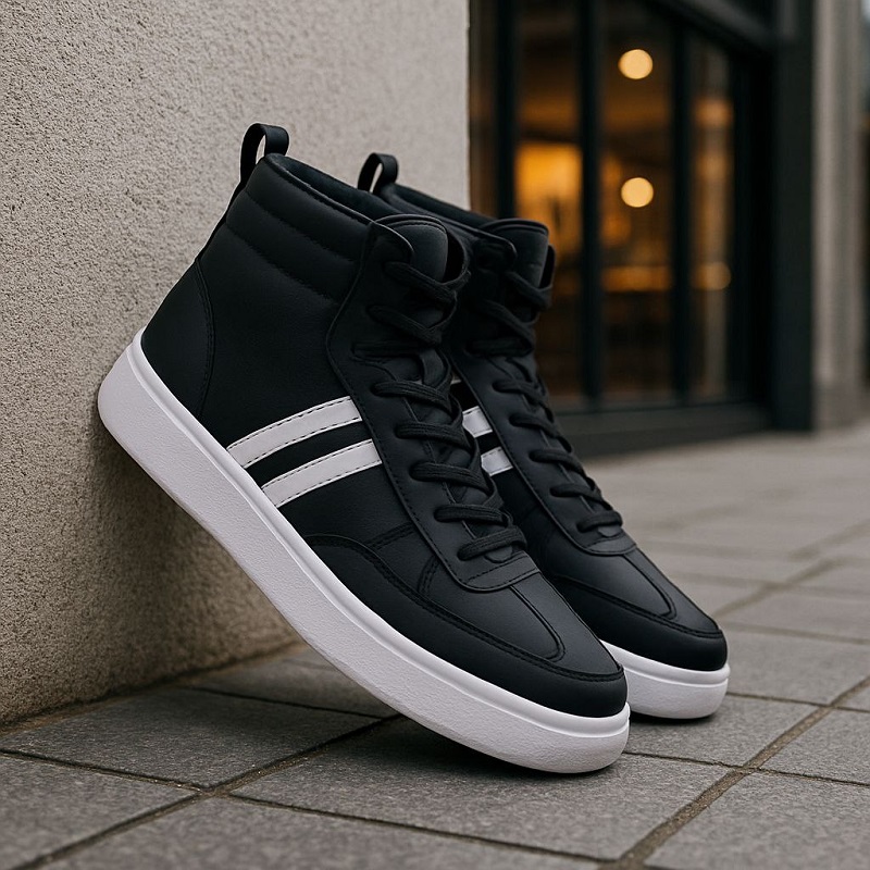 نیم بوت مردانه مشکی خطی سفید مدلMiler