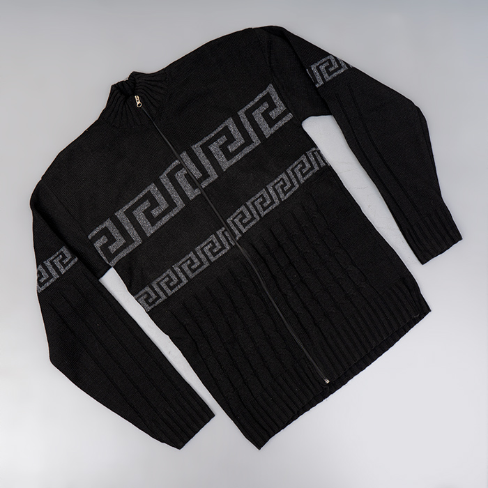 سوییشرت بافت ذغالی طرحدار مردانه مدل TIMO