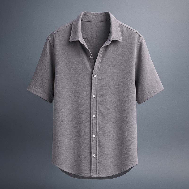 پیراهن آستین کوتاه طوسی مردانه مدل باکسی